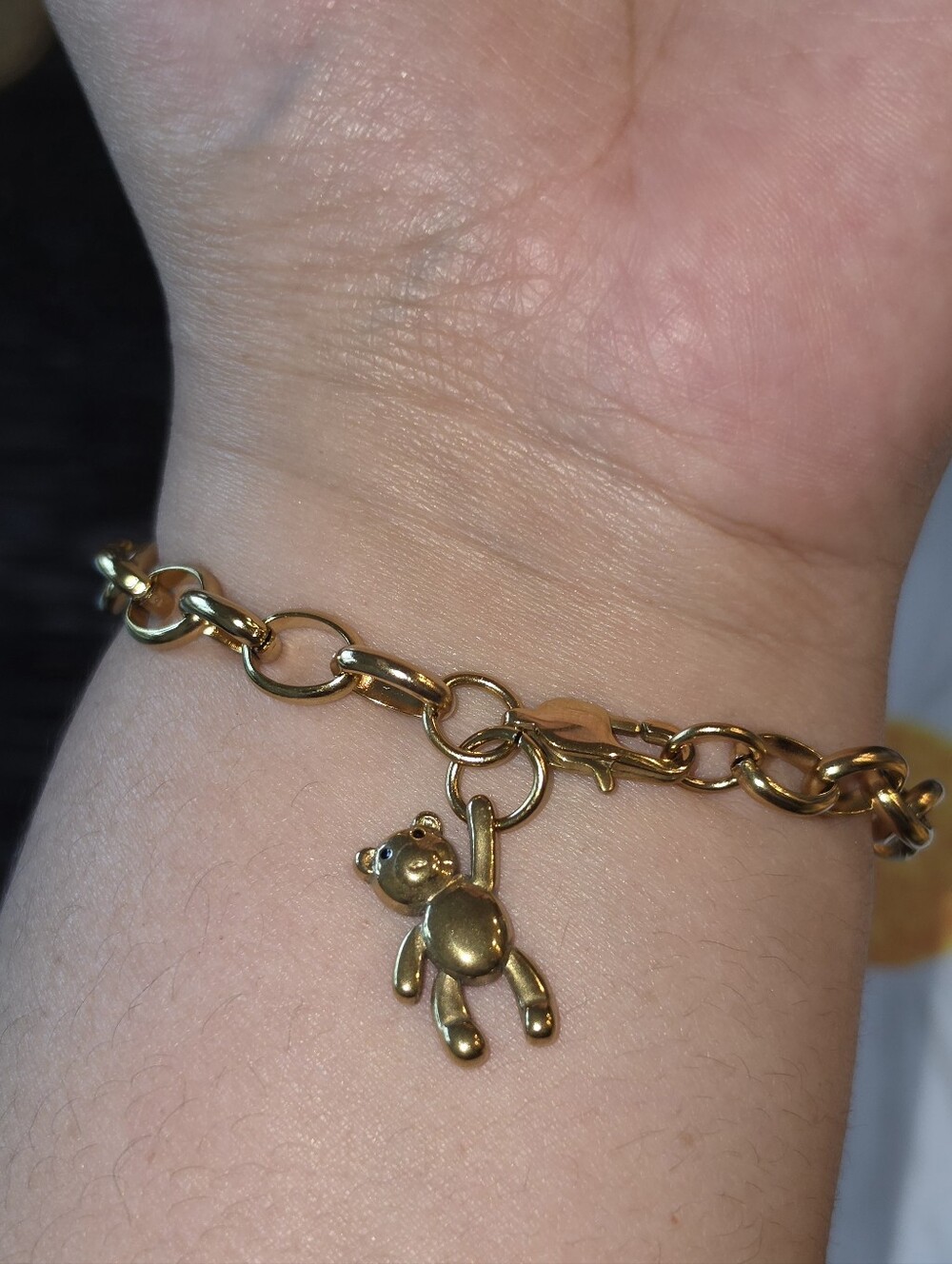 Stainless Steel Teddy Bear Charm Bracelet